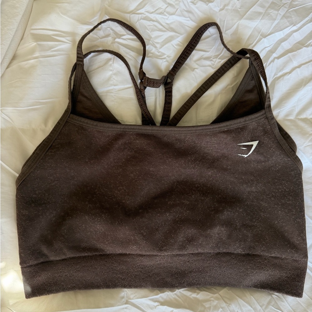 Gymshark Adapt Fleck Seamless Sports Bra-Chocolate-Size Small